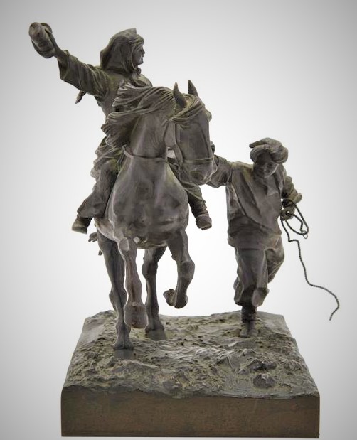 Грачев Василий бронза женщина на коне со шляпой мужик бежит рядом