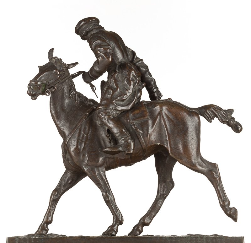 Eugene Lanceray Bronze Reiter Pferd Jäger Skulptur