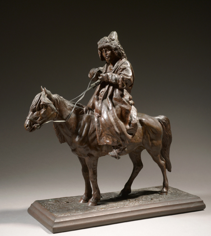 artemy-ober - ober-artemy-kirgiz-smoking-bronze-statue-rider