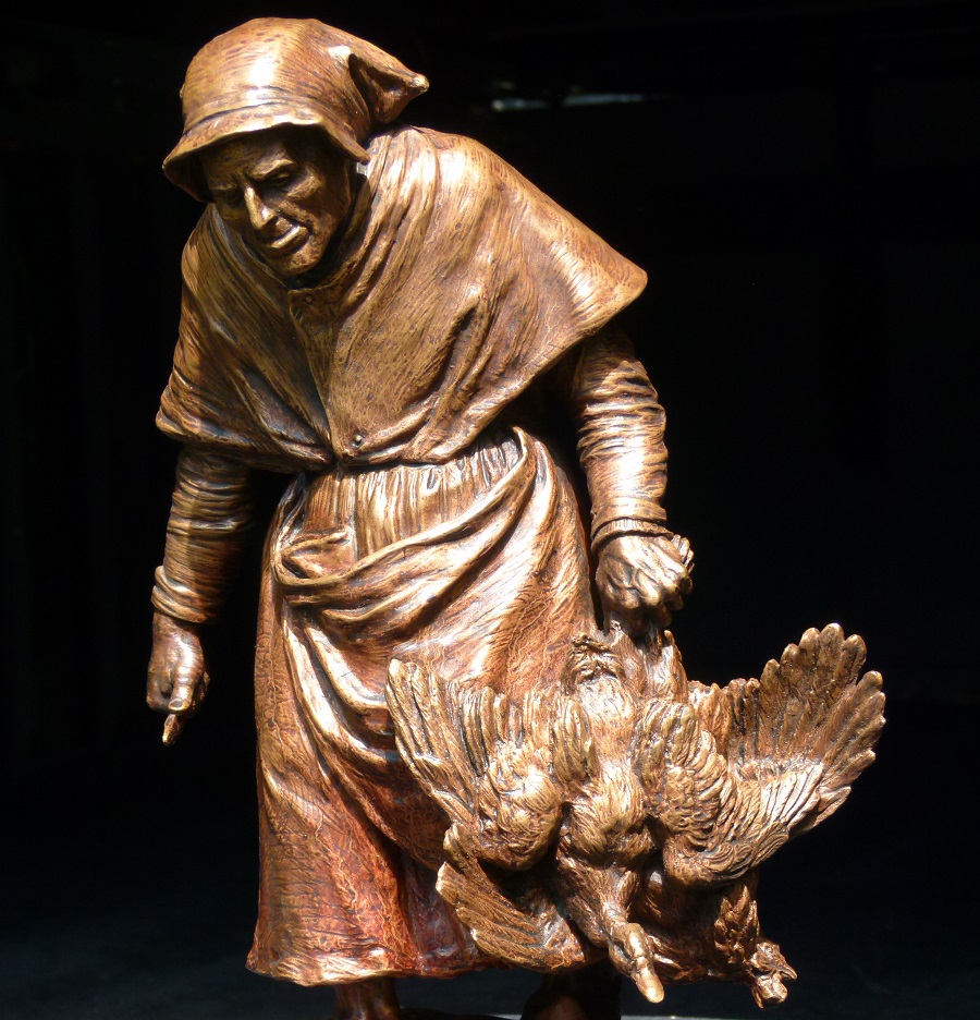 artemy-ober - woman_breton-cock-goose-bronze-ober-artemy