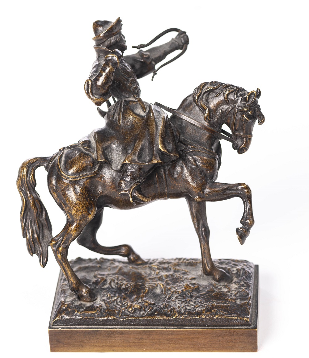 cossack - small-bronze-lansere-lanceray-archer-horseback-russian-bronze