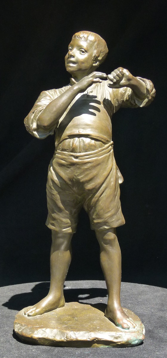 ilya-ginzburg - Ilya-Ginzburg-statue-boy-playing-string-by-Ilya-Ginzburg-Russian-bronze-sculpture